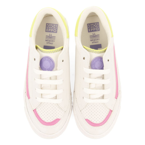 BASKETS BLANCHES AVEC DES DÉTAILS DE COULEURS POUR FILLE ET GARÇON CUSICK 