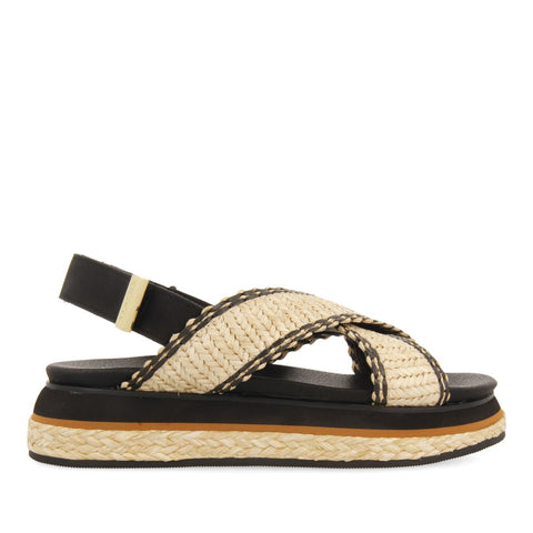 SANDALIAS DEPORTIVAS CON TIRAS DE RAFIA Y PLATAFORMA PARA MUJER ODRIE