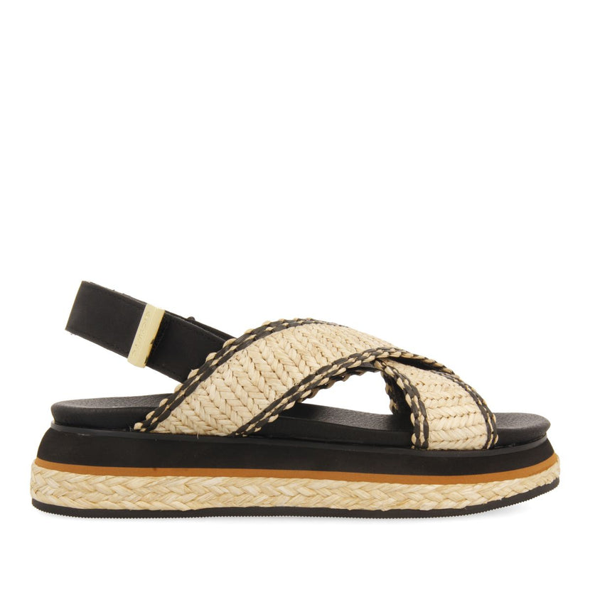 SANDALIAS DEPORTIVAS CON TIRAS DE RAFIA Y PLATAFORMA PARA MUJER ODRIE