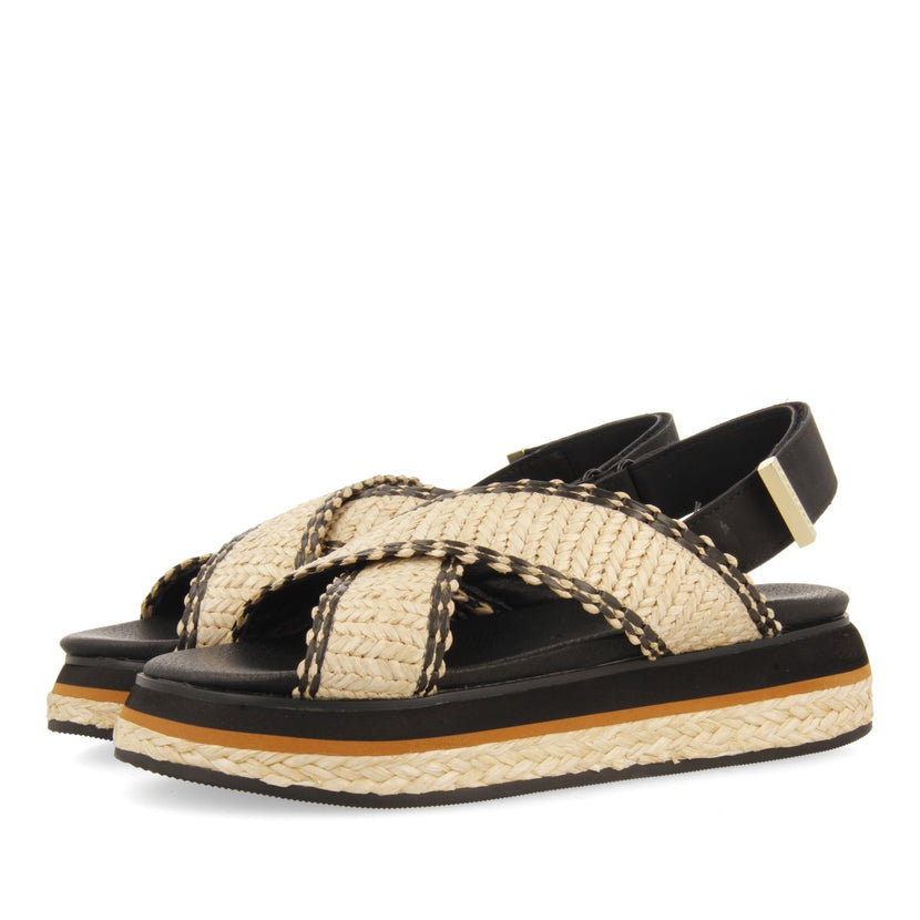 SANDALIAS DEPORTIVAS CON TIRAS DE RAFIA Y PLATAFORMA PARA MUJER ODRIE