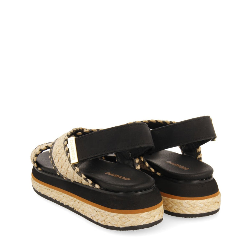 SANDALIAS DEPORTIVAS CON TIRAS DE RAFIA Y PLATAFORMA PARA MUJER ODRIE