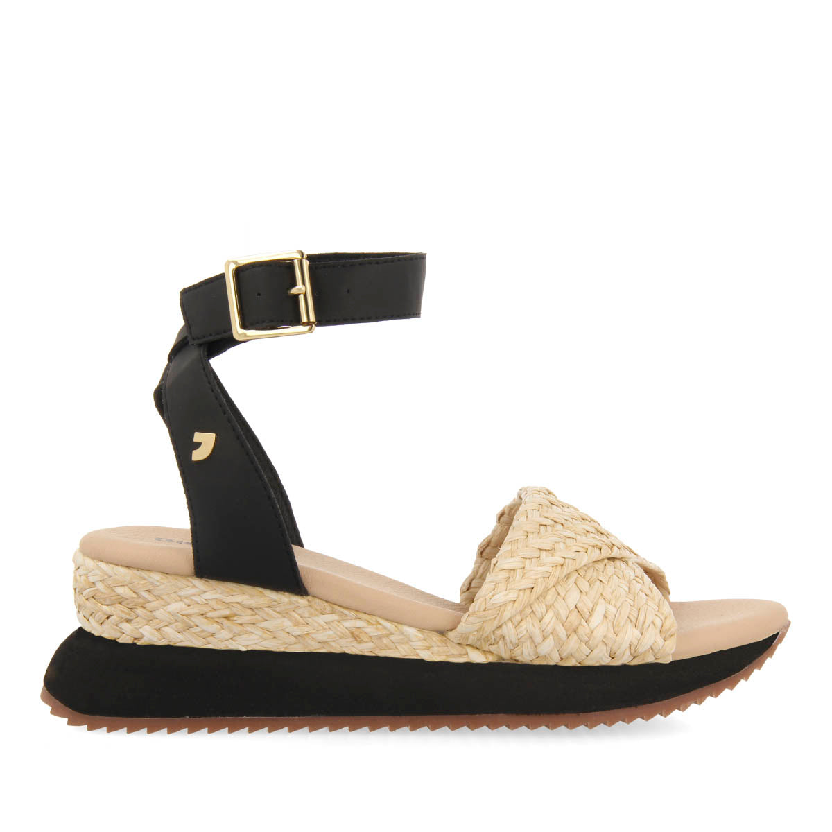 SANDALIAS DEPORTIVAS BEIGE Y NEGRO CON CUÑA PARA MUJER MEHAMA