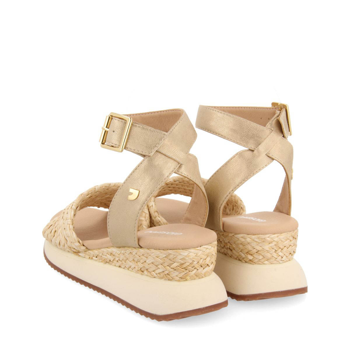 SANDALIAS DEPORTIVAS BEIGE y DORADO CON CUÑA PARA MUJER MEHAMA