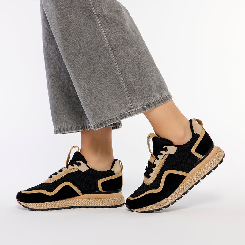 SNEAKERS NEGRAS ESTILO MEDITERRÁNEO PARA MUJER RUKAJ