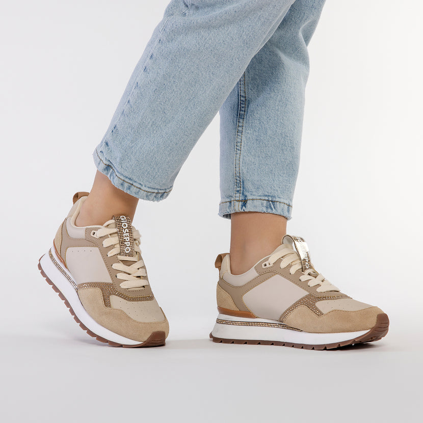 SNEAKERS NUDE CON DETTAGLIO DI STRASS PER DONNA ISPICA