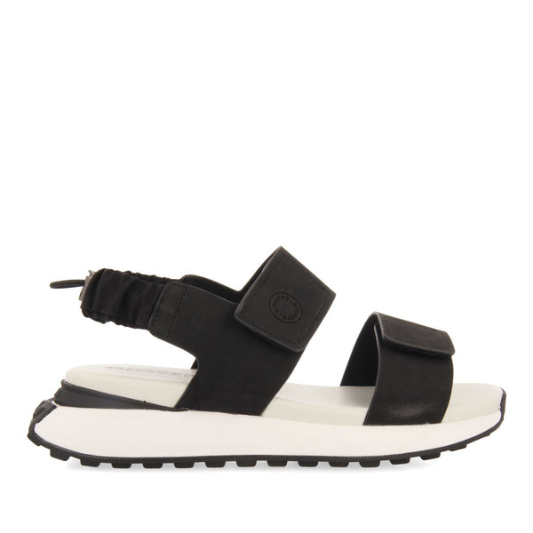 BLACK SPORTS SANDALS WITH ELASTIC RUCHED BACK DETAIL FOR WOMEN FRATAR