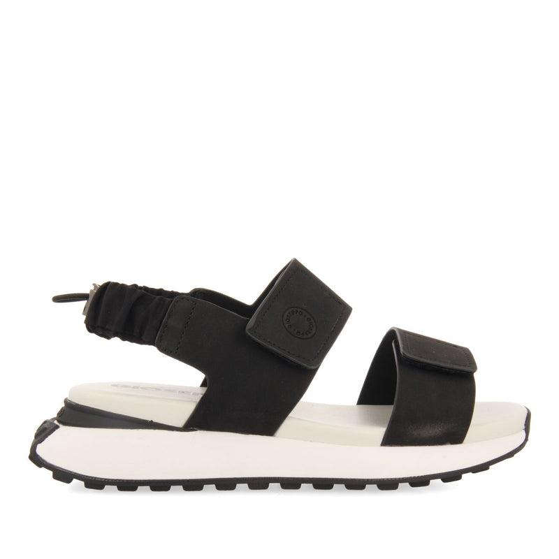 BLACK SPORTS SANDALS WITH ELASTIC RUCHED BACK DETAIL FOR WOMEN FRATAR