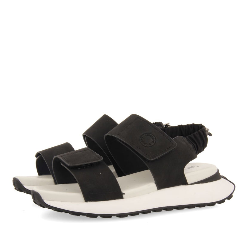 SANDALIAS DEPORTIVAS NEGRAS CON DETALLE TRASERO FRUNCIDO ELÁSTICO PARA MUJER FRATAR