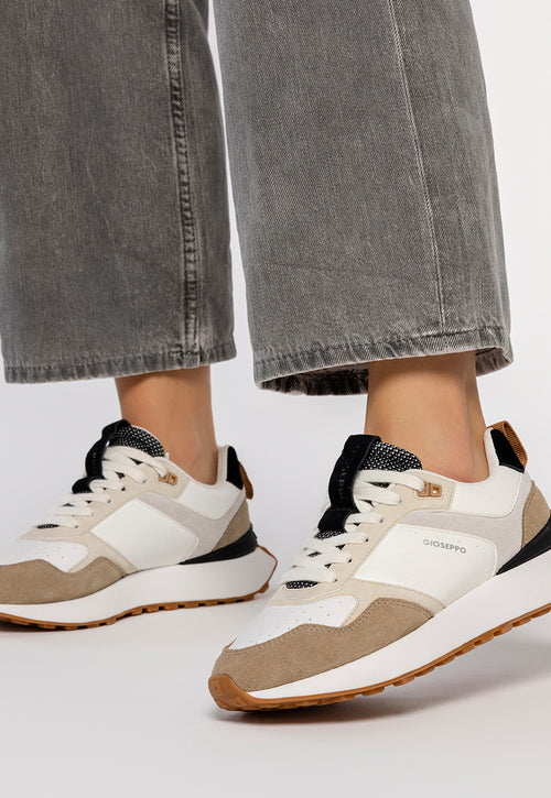 SNEAKERS OFF-WHITE DE PIEL DE INSPIRACIÓN RETRO PARA MUJER ELFERS