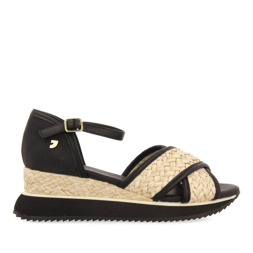 SANDALIAS DEPORTIVAS NEGRAS CON CUÑA PARA MUJER RINSEY