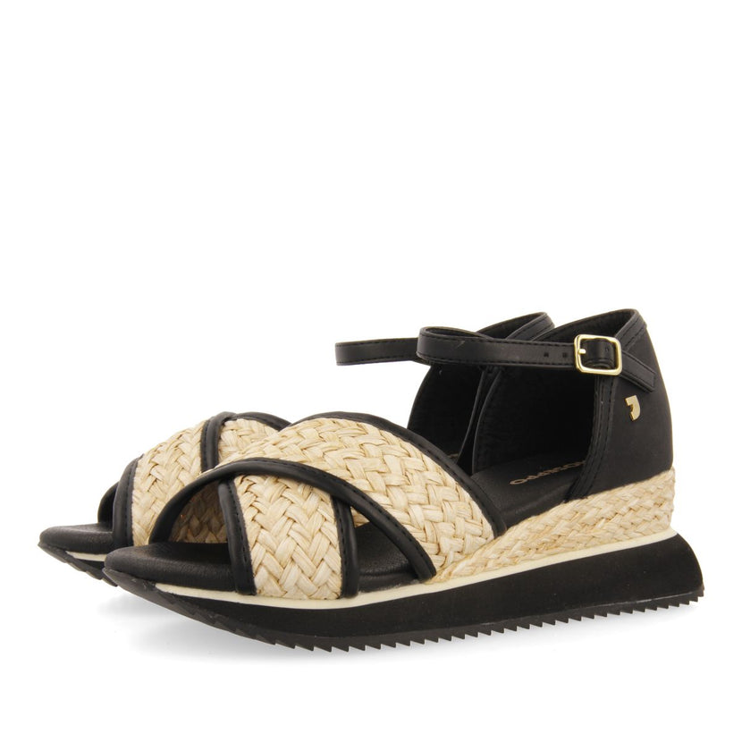 SANDALIAS DEPORTIVAS NEGRAS CON CUÑA PARA MUJER RINSEY