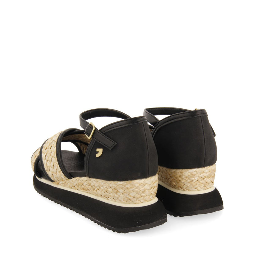 SANDALIAS DEPORTIVAS NEGRAS CON CUÑA PARA MUJER RINSEY
