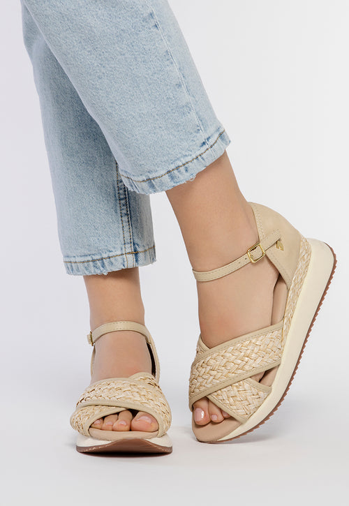 SANDALIAS DEPORTIVAS OFF-WHITE CON CUÑA PARA MUJER RINSEY