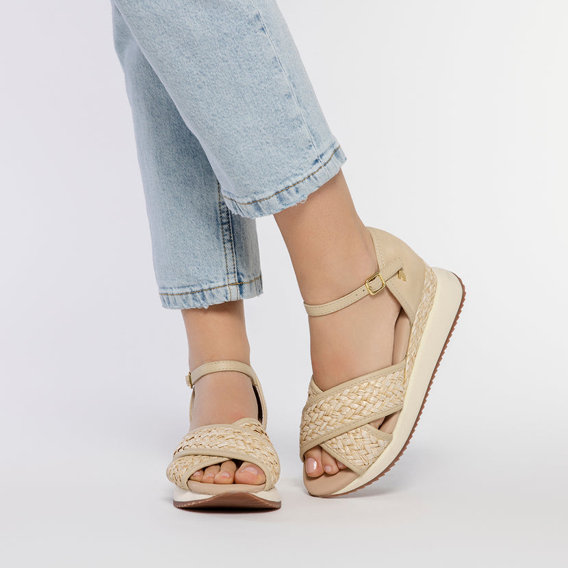 SANDALIAS DEPORTIVAS OFF-WHITE CON CUÑA PARA MUJER RINSEY