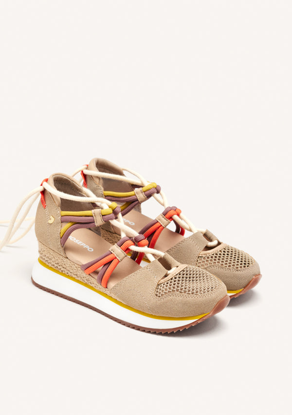 SNEAKERS ABIERTOS BEIGE TIPO ESPADRILLE CON CUÑA PARA MUJER IONA