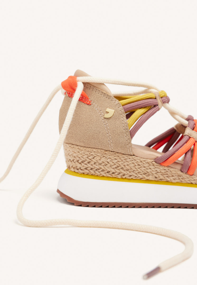 BEIGE OPEN SNEAKERS ESPADRILLE STYLE WITH WEDGE FOR WOMEN IONA