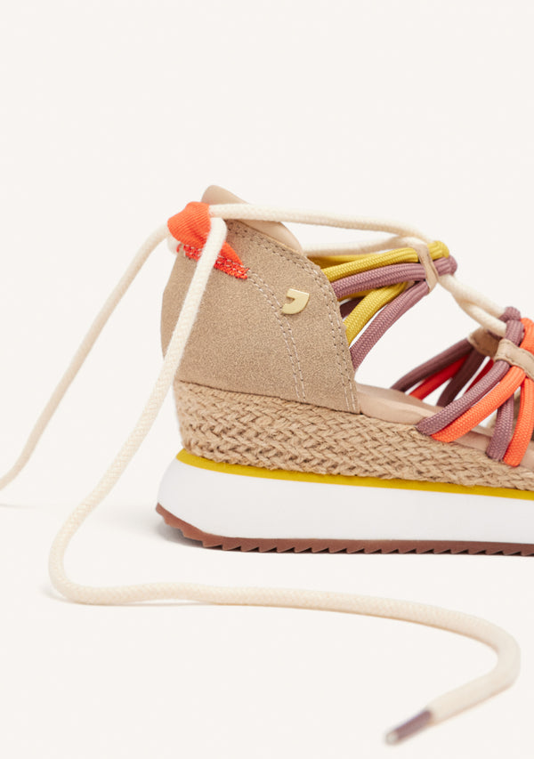 SNEAKERS ABIERTOS BEIGE TIPO ESPADRILLE CON CUÑA PARA MUJER IONA