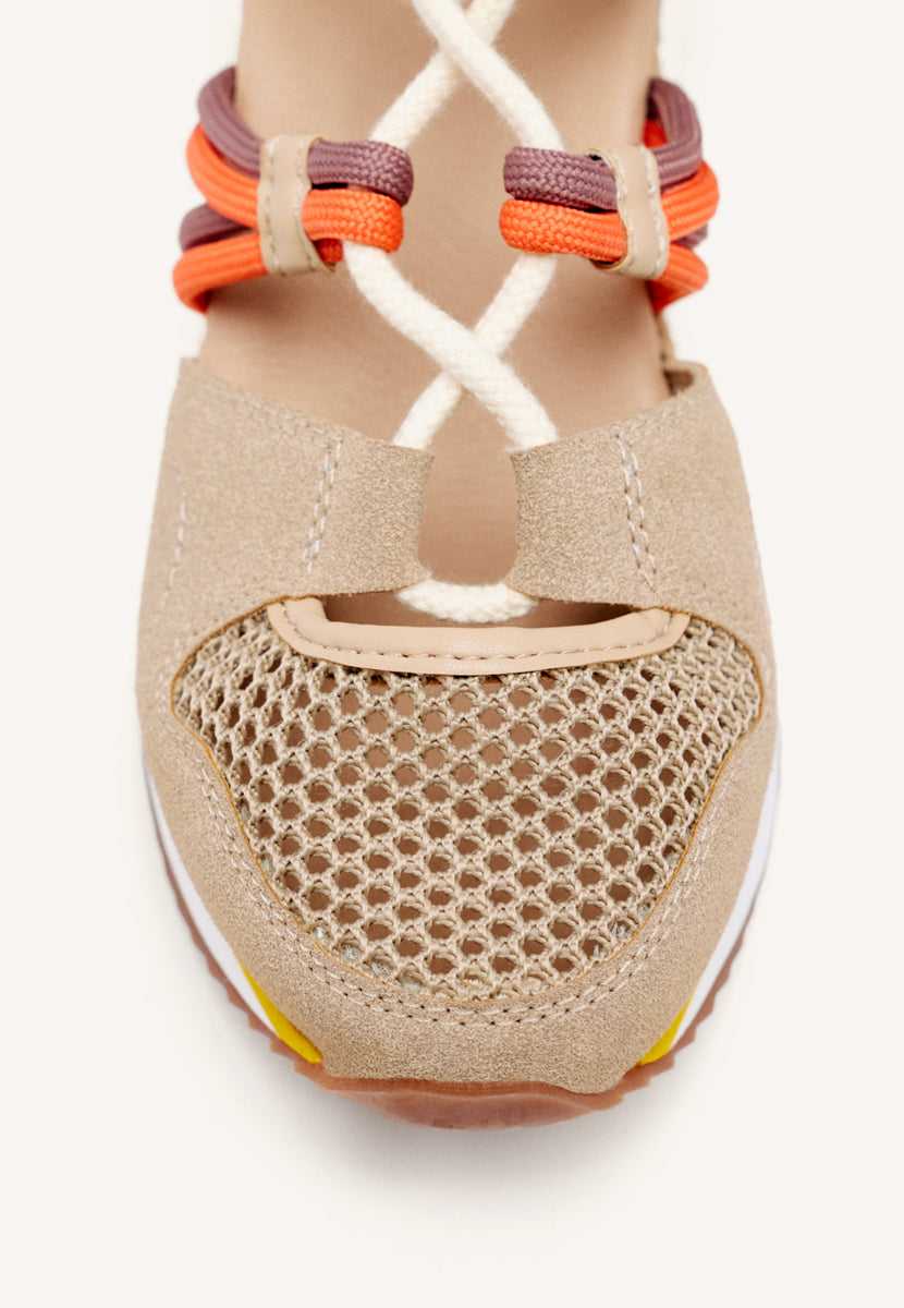 BEIGE OPEN SNEAKERS ESPADRILLE STYLE WITH WEDGE FOR WOMEN IONA