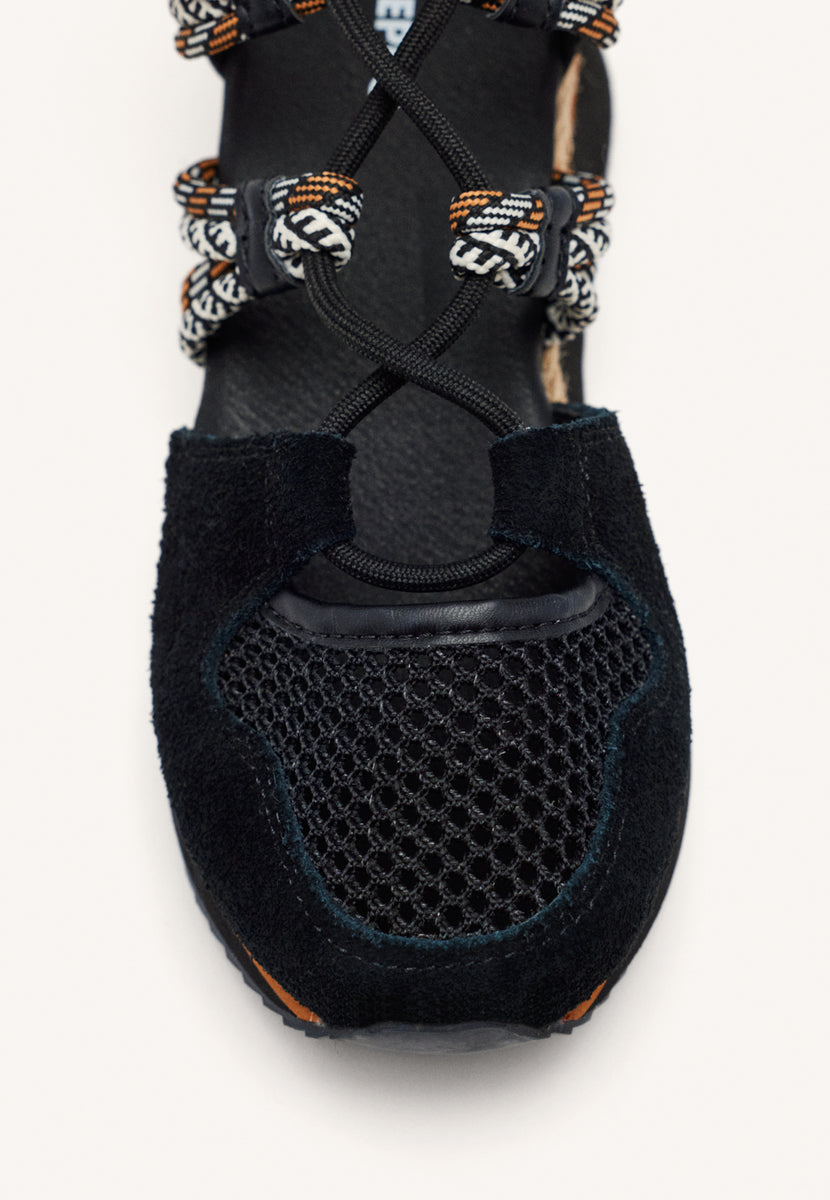 BLACK OPEN SNEAKERS ESPADRILLE TYPE WITH WEDGE FOR WOMEN IONA