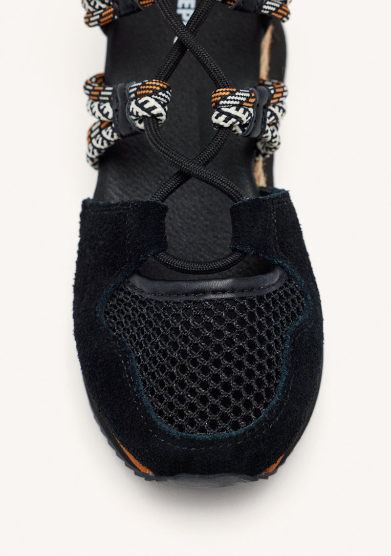 BLACK OPEN SNEAKERS ESPADRILLE TYPE WITH WEDGE FOR WOMEN IONA