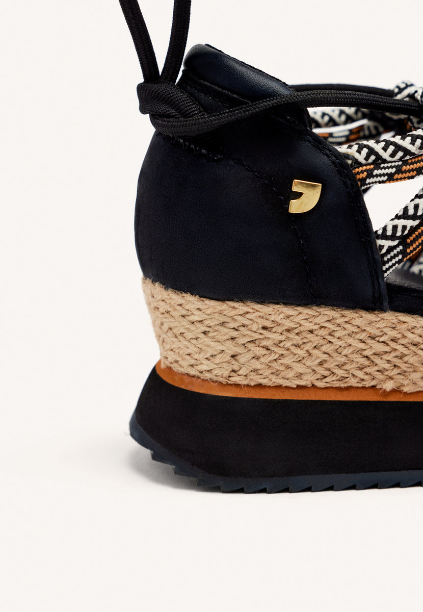 BLACK OPEN SNEAKERS ESPADRILLE TYPE WITH WEDGE FOR WOMEN IONA