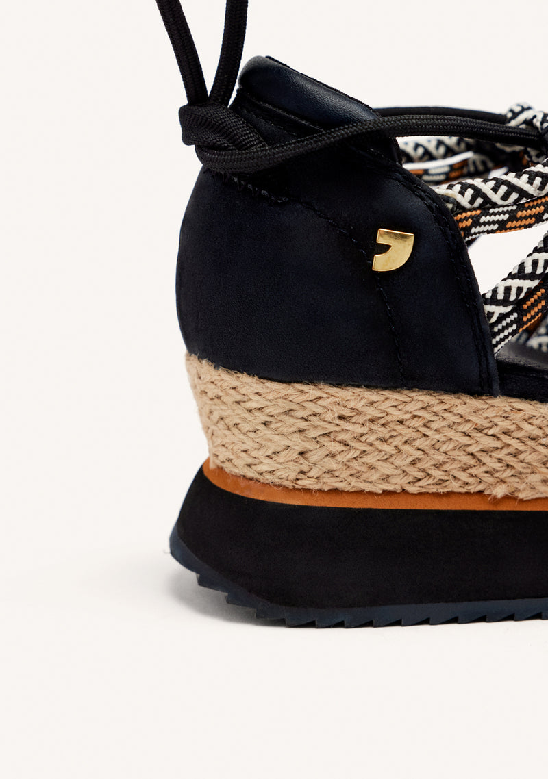 BLACK OPEN SNEAKERS ESPADRILLE TYPE WITH WEDGE FOR WOMEN IONA