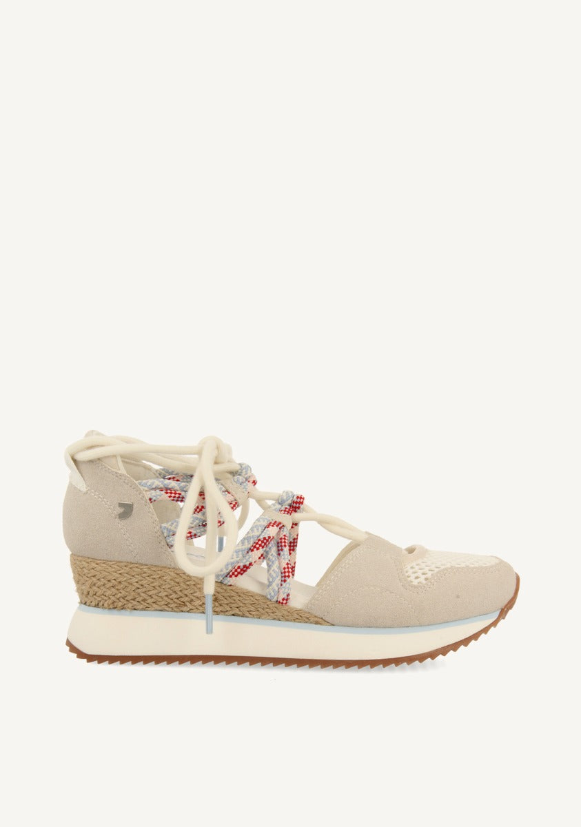 SNEAKERS ABIERTOS OFF-WHITE TIPO ESPADRILLE CON CUÑA PARA MUJER IONA