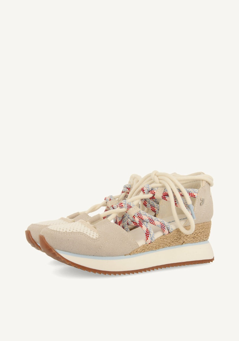 SNEAKERS ABIERTOS OFF-WHITE TIPO ESPADRILLE CON CUÑA PARA MUJER IONA