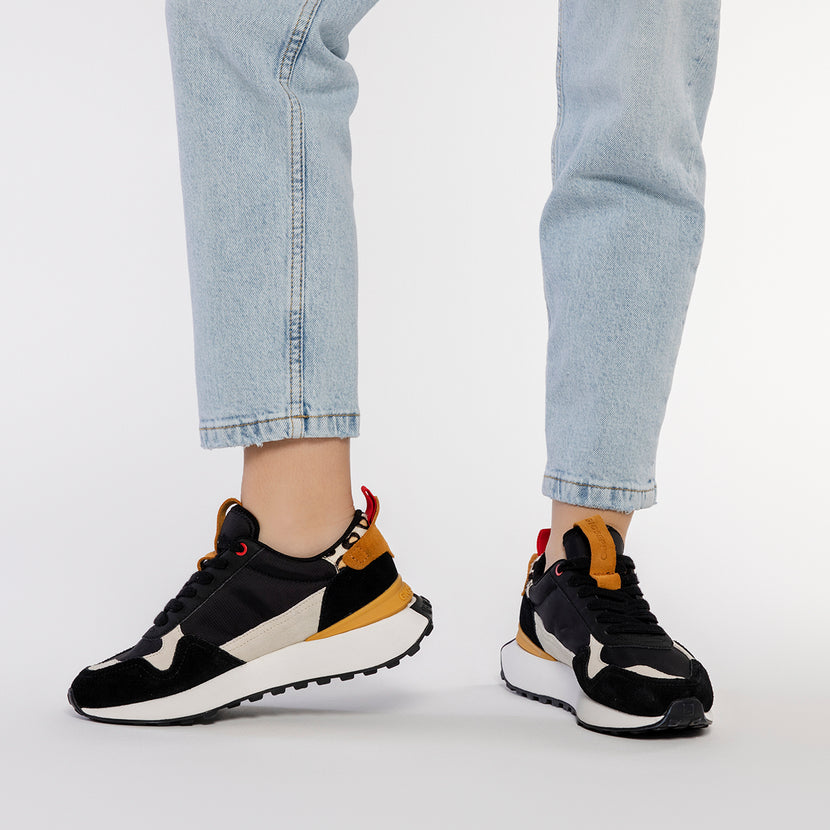 BASKETS NOIRES AVEC DÉTAIL IMPRIMÉ ANIMAL POUR FEMME KERBY