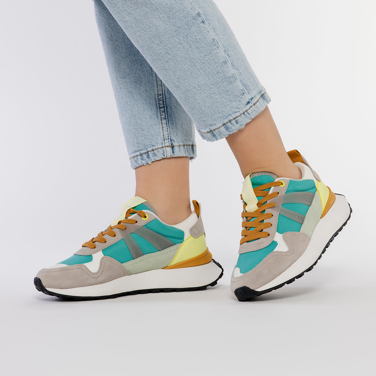 SNEAKERS TURQUESA CON DETALLES MULTICOLOR PARA MUJER ADAIR