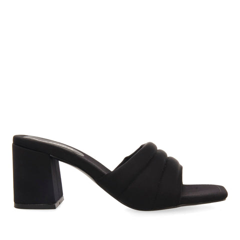 SANDALI NERI A TACCO SCARPE APERTE SUL RETRO PER DONNA BUCODA