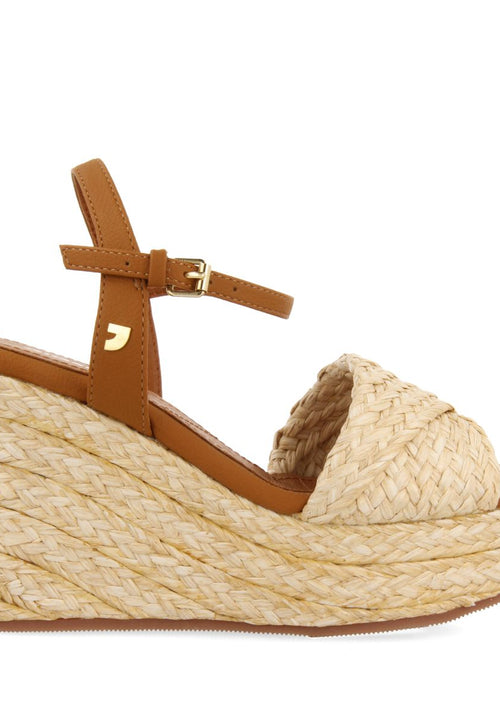 SANDALES EN RAFIA DE COULEUR NATURELLE AVEC TALON COMPENSÉ ET PLATEFORME POUR FEMME ALLKAJ