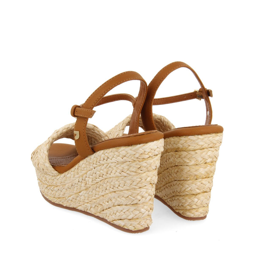 SANDALIAS DE RAFIA COLOR NATURAL CON CUÑA Y PLATAFORMA PARA MUJER ALLKAJ