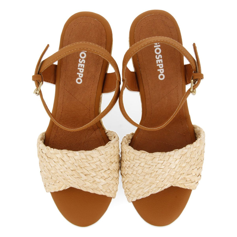 SANDALIAS DE RAFIA COLOR NATURAL CON CUÑA Y PLATAFORMA PARA MUJER ALLKAJ