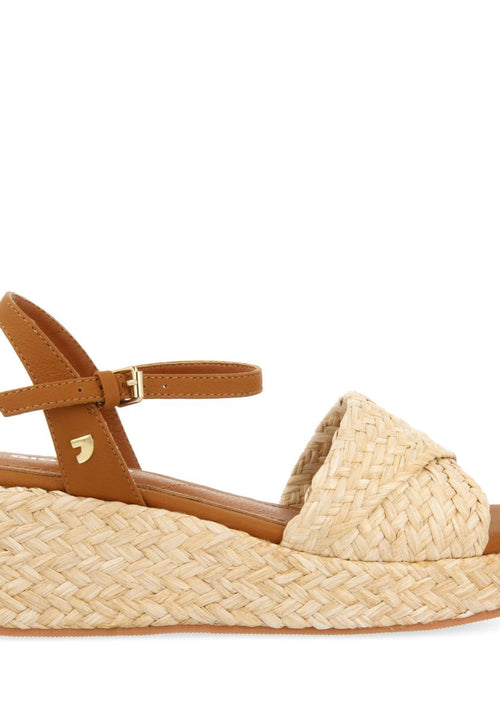 NATURAL COLOR RAFFIA SANDALS WITH PLATFORM FOR WOMEN COOS