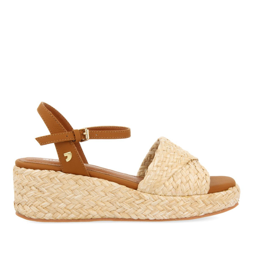SANDALI IN RAFIA COLORE NATURALE CON PIATTAFORMA PER DONNA COOS