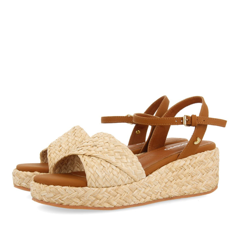 SANDALI IN RAFIA COLORE NATURALE CON PIATTAFORMA PER DONNA COOS