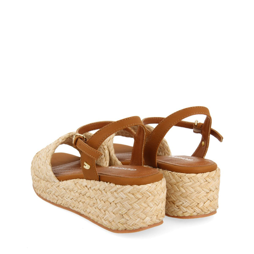 SANDALI IN RAFIA COLORE NATURALE CON PIATTAFORMA PER DONNA COOS