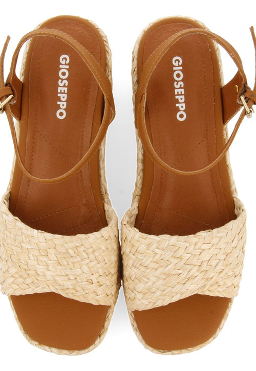 NATURAL COLOR RAFFIA SANDALS WITH PLATFORM FOR WOMEN COOS