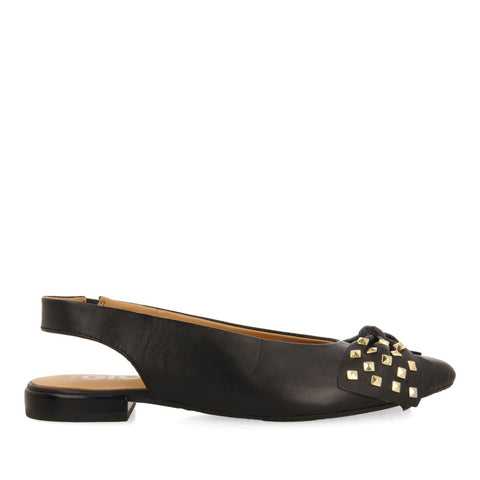 BALLERINE SCARPE A PUNTA NERE IN PELLE CON DETTAGLIO DEL FIOCCO PER DONNA KALLMET