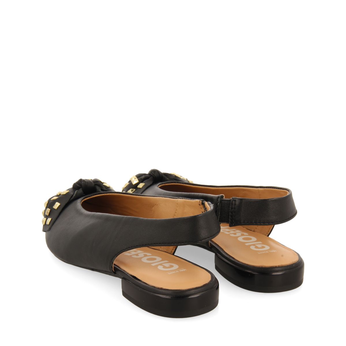 BAILARINAS DESTALONADAS DE PIEL COLOR NEGRO CON DETALLE DE LAZO PARA MUJER KALLMET