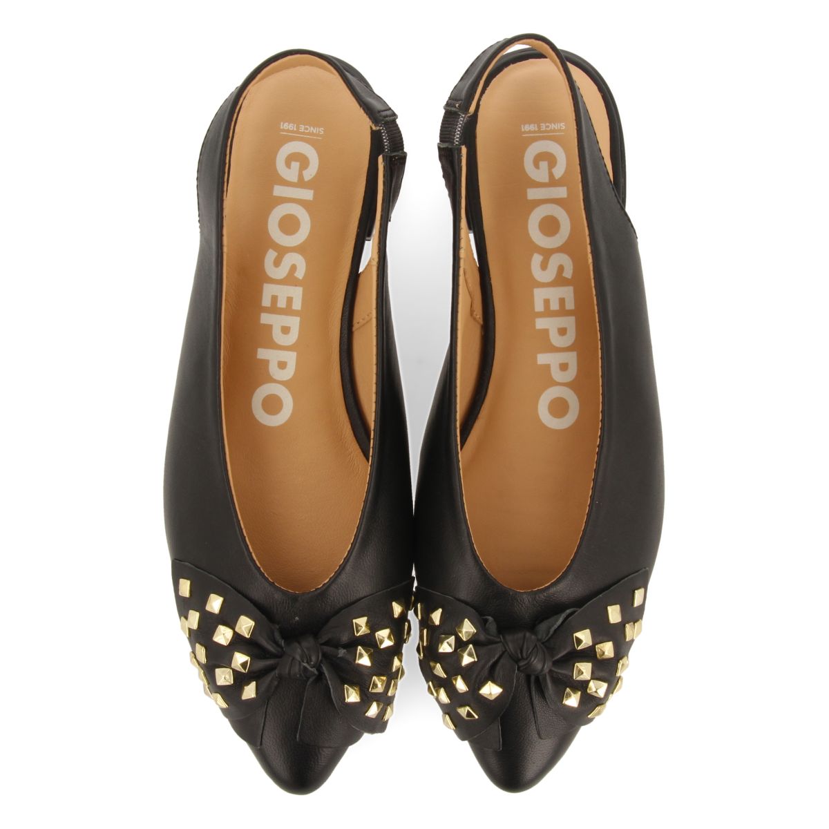 BAILARINAS DESTALONADAS DE PIEL COLOR NEGRO CON DETALLE DE LAZO PARA MUJER KALLMET