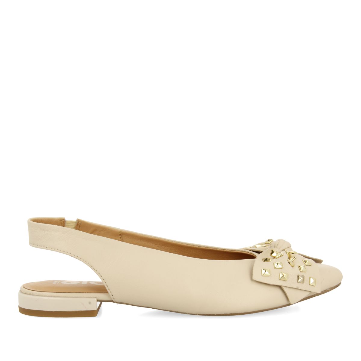 BAILARINAS DESTALONADAS DE PIEL COLOR OFF-WHITE CON DETALLE DE LAZO PARA MUJER KALLMET