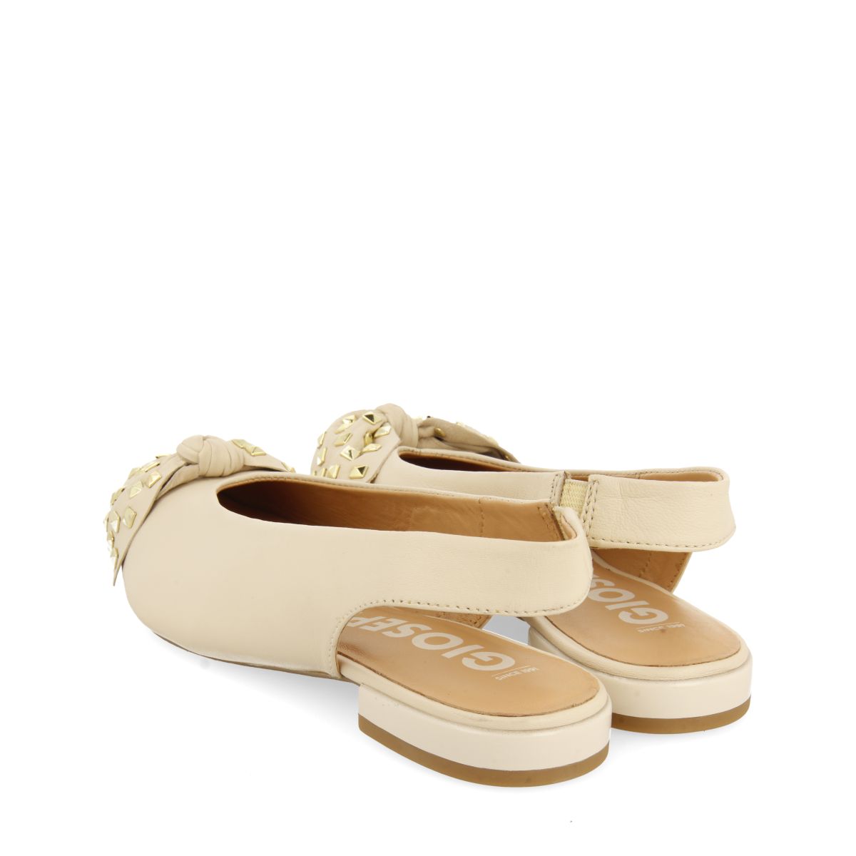 BAILARINAS DESTALONADAS DE PIEL COLOR OFF-WHITE CON DETALLE DE LAZO PARA MUJER KALLMET