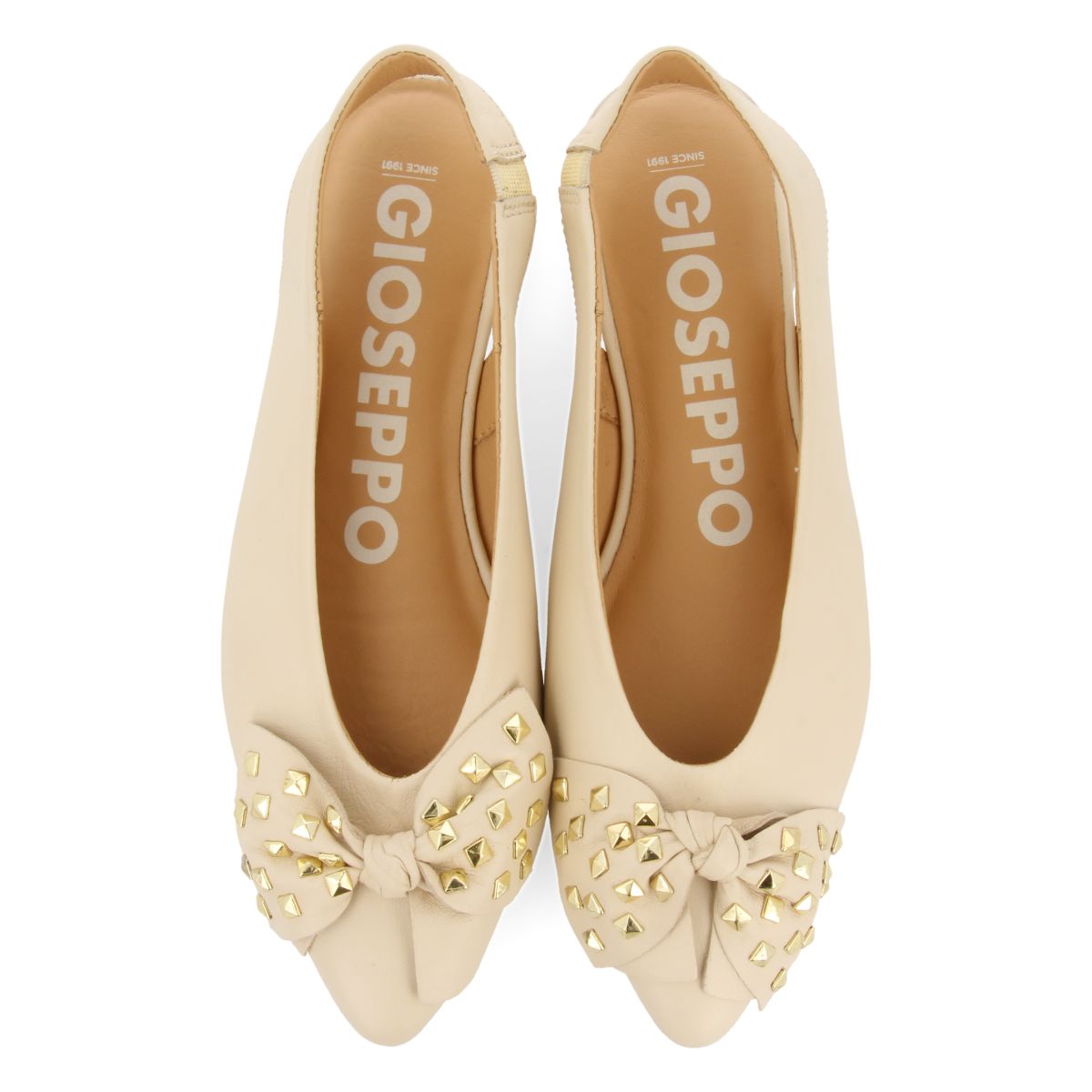 BAILARINAS DESTALONADAS DE PIEL COLOR OFF-WHITE CON DETALLE DE LAZO PARA MUJER KALLMET