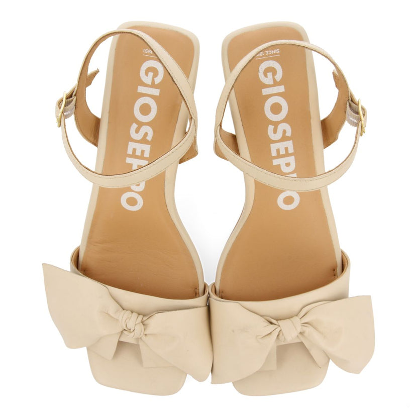 SANDALIAS OFF-WHITE DE TACÓN FINO CON DETALLE DE LAZO PARA MUJER PATTI