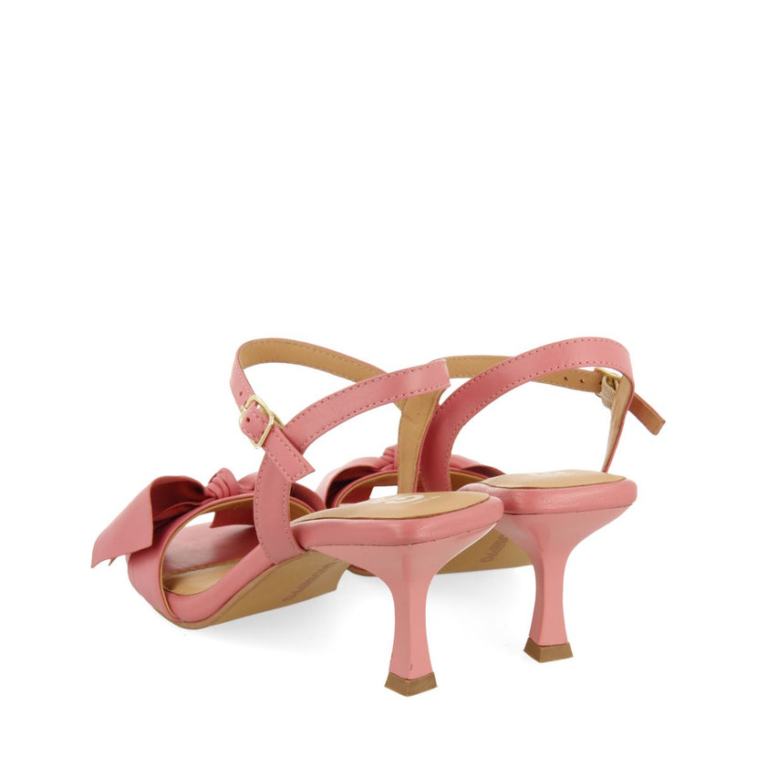 SANDALIAS ROSAS DE TACÓN FINO CON DETALLE DE LAZO PARA MUJER PATTI