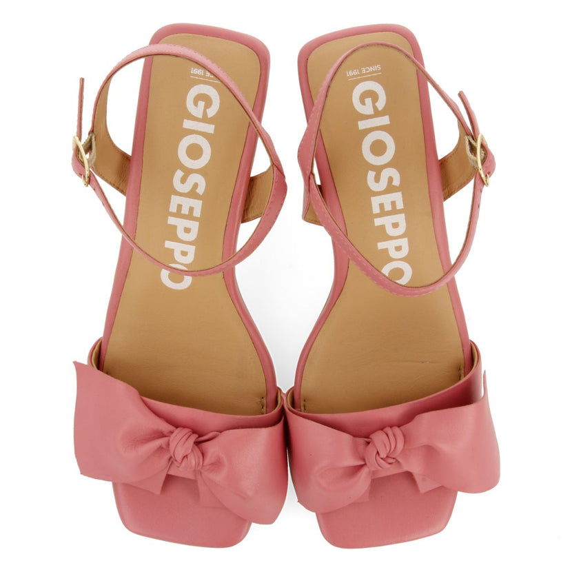 SANDALIAS ROSAS DE TACÓN FINO CON DETALLE DE LAZO PARA MUJER PATTI