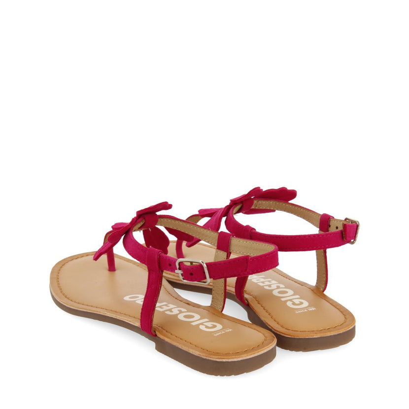 SANDALIAS FUCSIA DE PIEL CON ADORNO DE FLOR PARA MUJER VELCAN