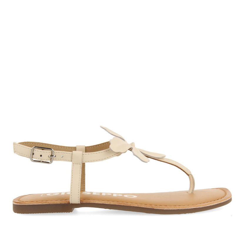 SANDALIAS OFF-WHITE DE PIEL CON ADORNO DE FLOR PARA MUJER VELCAN